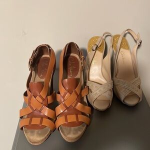 Bundle 2 Pair Cole Hann Nike Air Platform Heels 7.5 sandals side strap open toe